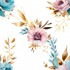 Fototapeta na wymiar Seamless beautiful decorative flowers pattern background