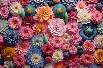 Obraz na płótnie Canvas Colorful flowers bloom and fill whole screen Generative AI