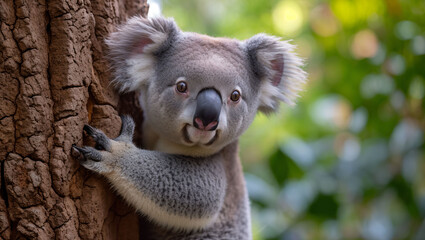 Obraz premium Koala on eucalyptus tree