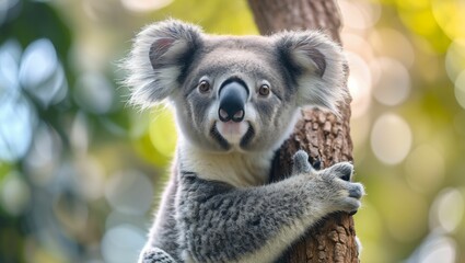 Koala on eucalyptus tree