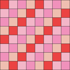 Red Pink aesthetic Saint Valentines Day romantic love checkerboard vector seamless pattern. Geometric abstract background.
