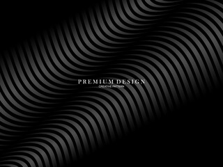 Abstract futuristic dark black background with waving design. Realistic 3d wallpaper with luxurious flowing lines. Elegant background for posters, websites, brochures, cards, banners, apps etc.