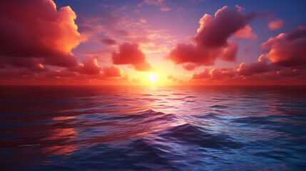 Naklejka na ściany i meble Beautiful sunrise over the sea shore and lonely beach