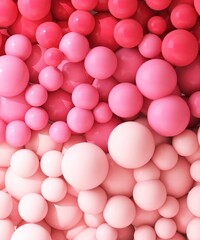 Various size of red and pink balloons abstract background for luxury party, celebration, romance, love, valentine’s day 3D © Sue Tansirimas