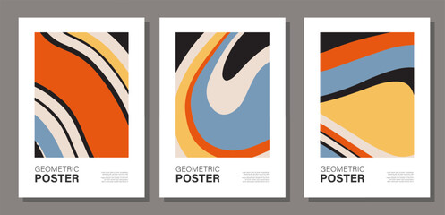 Minimal wall art poster with abstract shapes composition collage