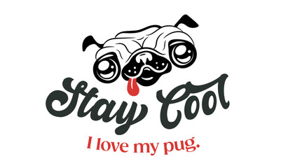 Cute vector design for pug dog and animal lovers. Suitable for printing for t-shirts, mugs, pillows and personalized souvenirs. Keep Calm an hug a pug vector design.