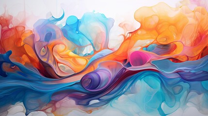 Abstract painting with vibrant colors and fantasy concept in illustration style