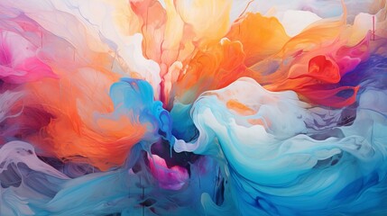 Abstract painting with vibrant colors and fantasy concept in illustration style