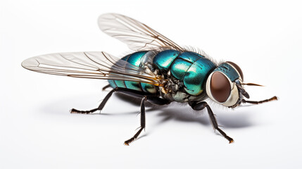 bluebottle fly isolated on white background - Powered by Adobe