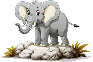 cartoon elephant standing on a rock