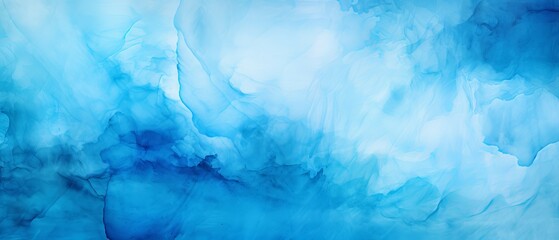 Art abstract paint blots background: a photo of an alcohol ink blue colors marble texture horizontal long banner