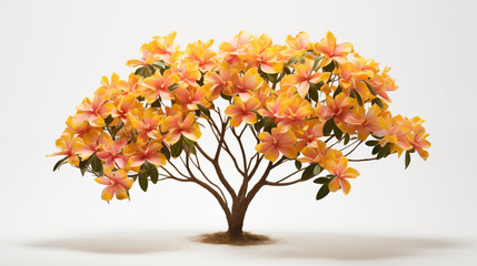 yellow frangipani tree on white background