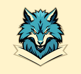 vector wolf face mascot logo illustration