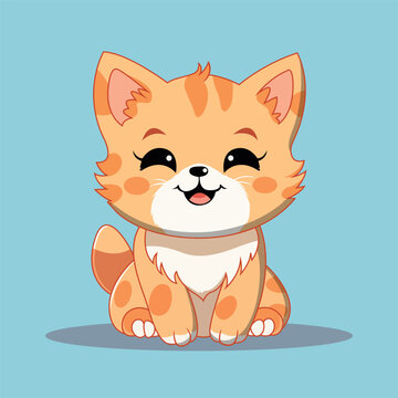 cute cat flat cartoon vector illustration