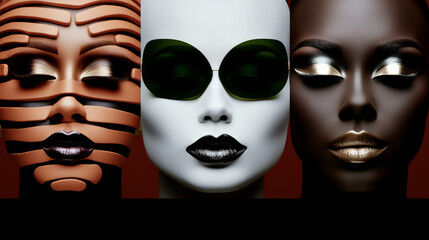 Vivid Dreamscapes, An Enigmatic Ensemble of Multicolored Masks With Monochromatic Countenances