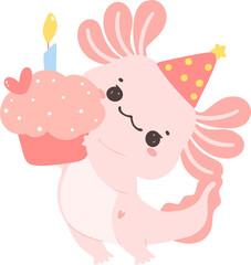 Obraz na płótnie Canvas Cute Axolotl birthday