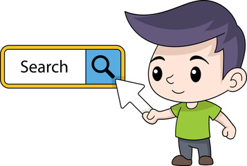 illustration of browsing the internet, searching for information on the internet