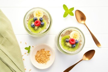top-down view of parfait with kiwi and chia seeds