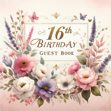 Garden Whispers: Sweet Sixteen Guest Book Elegance