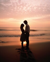 couple on the beach at sunset