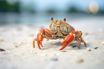 sand crab burrowing in beach