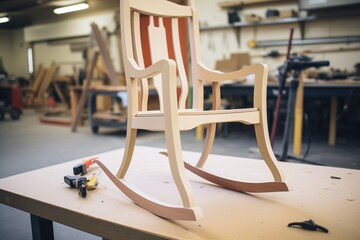 assembling a newly repaired rocking chair - obrazy, fototapety, plakaty