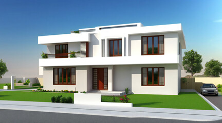 3d rendering of modern cozy house isolated on white background