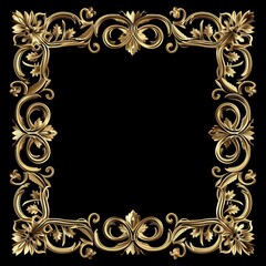 A square gold frame border, adorned with opulent floral patterns, pays homage to the lavishness of Western opulence during the Middle Ages.
