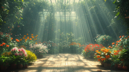 sun ray in the greenhouse