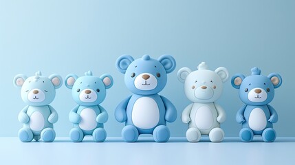 a collection of different cartoon bear baby characters, cartoon art style