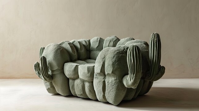 Armchair made of cactuses, minimalist photo