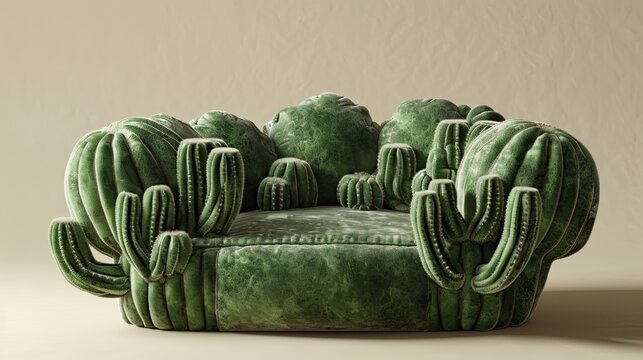 Armchair made of cactuses, minimalist photo