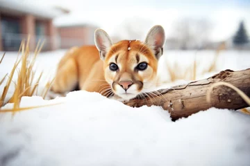Outdoor kussens snow-covered puma in winter landscape © Natalia