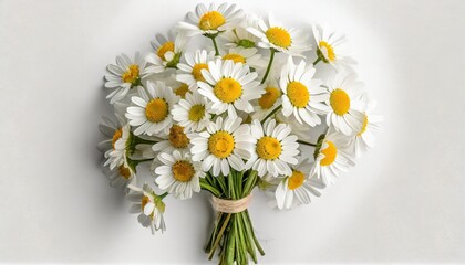 Bukiet kwiatów rumianku na białym tle - obrazy, fototapety, plakaty