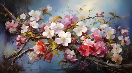 Flowers, oil paintings landscape: a portfolio of gorgeous photos of floral art and nature scenes - obrazy, fototapety, plakaty