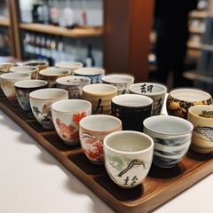 Small ceramic cups showcasing varying colors and levels of clarity.