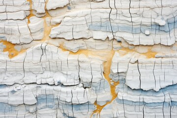 flaking limestone facade, erosion visible