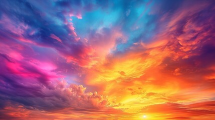 A gradient of sunset colors ranging from deep orange to a dusky purple, evoking the tranquil beauty of an evening sky. Generative AI
 - obrazy, fototapety, plakaty