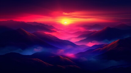 A gradient of sunset colors ranging from deep orange to a dusky purple, evoking the tranquil beauty of an evening sky. Generative AI - obrazy, fototapety, plakaty