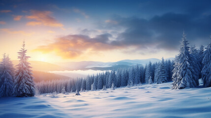 Impressive winter scene of Carpathian mountains