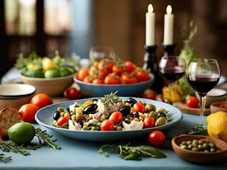 Mediterranean dishes. A variety of delicious dishes from the Mediterranean region