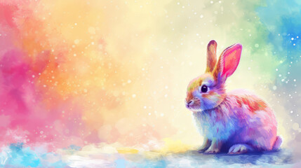Fototapeta na wymiar Colorful Easter Rabbit with Copyspace