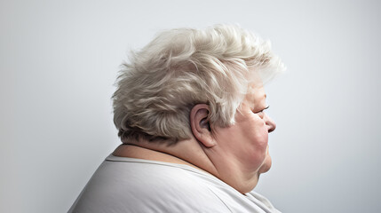 Elderly woman with cushing syndrome - obrazy, fototapety, plakaty
