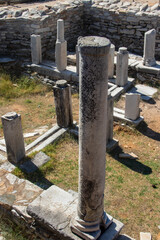Historical archeological site with remaining of ancient Greek city, walls, cities and artistic monuments, Thasos Island