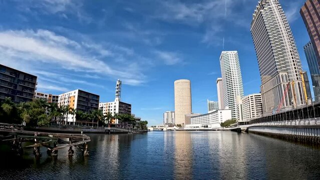 4k video of high rise buildings in downtown Tampa, Florida, USA