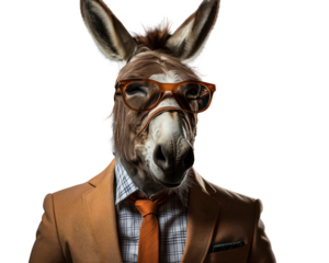 A stylish dressed up donkey isolated on white