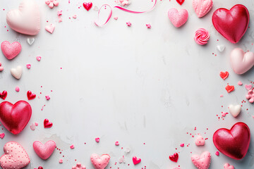valentines day frame background. pastel color background. red and pink style