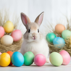 Naklejka na ściany i meble easter bunny and eggs,pastel color 