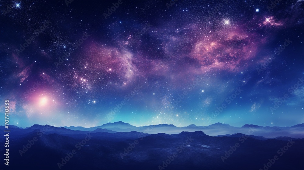 Wall mural a surreal outer space background with distant galaxies and stars