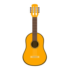 Naklejka premium Guitar in cartoon style isolated on white background. Acoustic musical instrument. Vector illustration